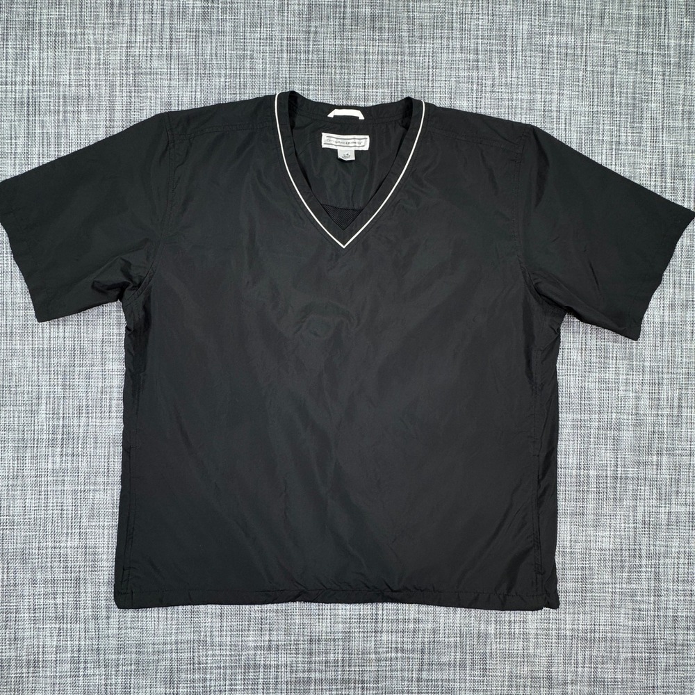 Cutter & Buck CB WindTec Windbreaker Mens Large Black Short Sleeve Golf V Neck